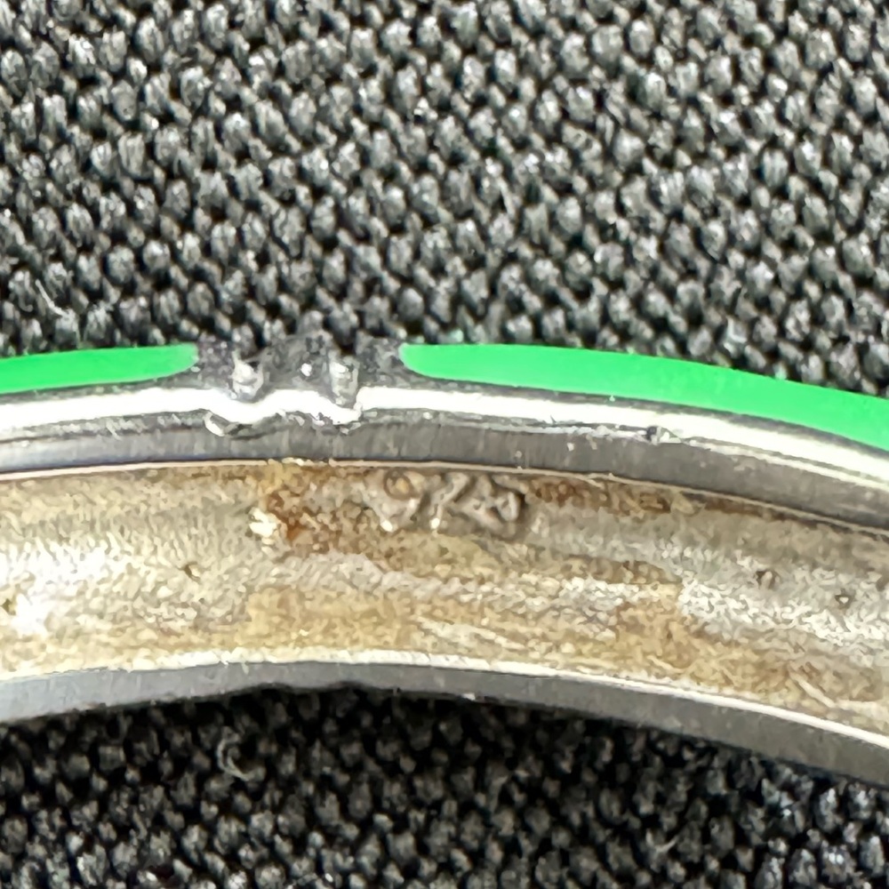 925 Sterling Silver Spring Green Enamel Eternity Bead Ring - Picture 2 of 6
